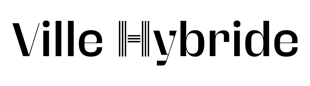 Ville Hybride media logo in black on white background, showing the typefaces described in the text.