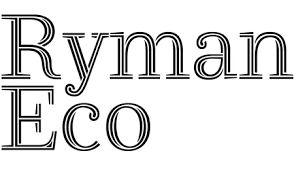Ryman Eco typeface, the characters are striated with whites.