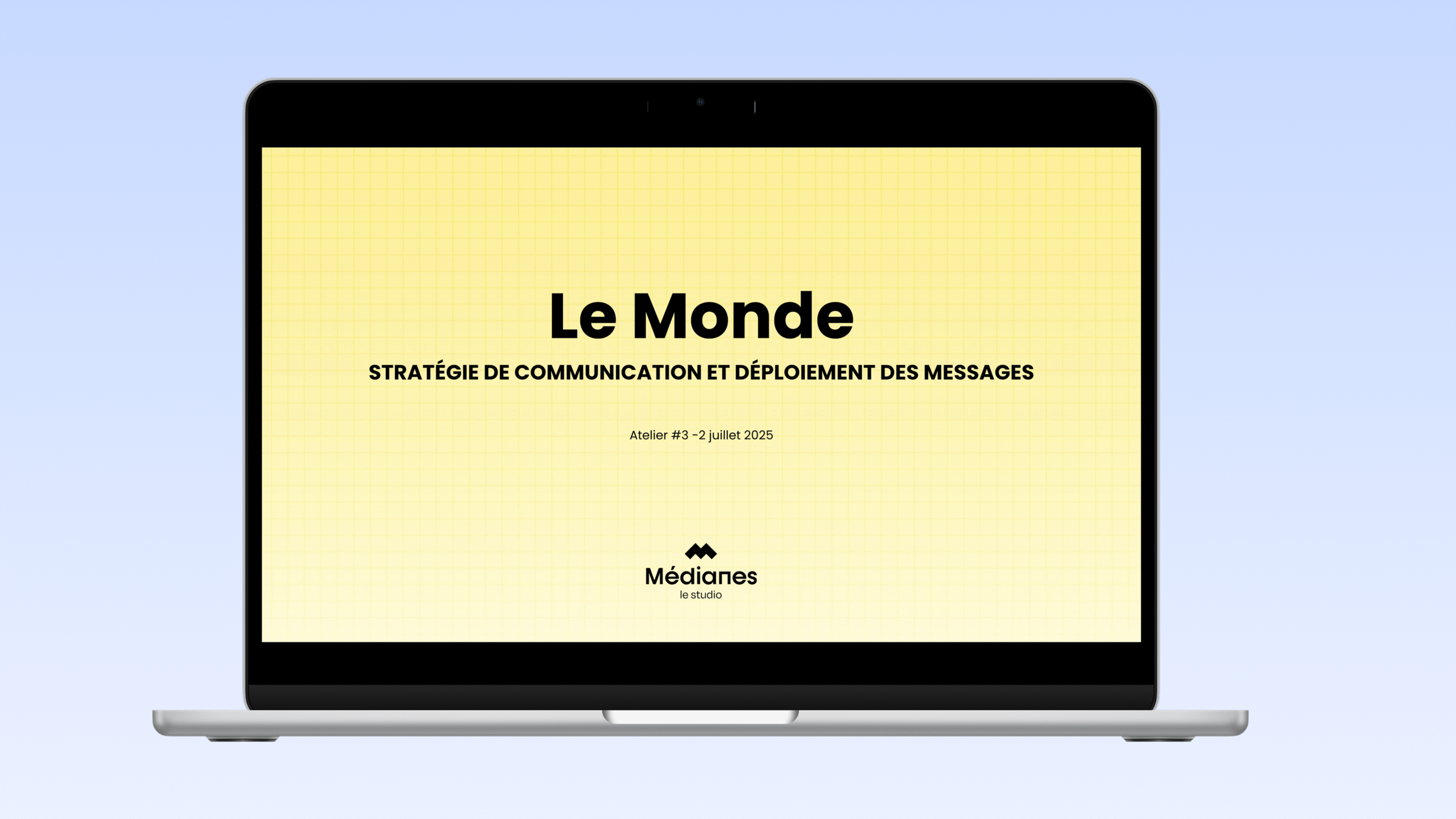Mockup of a workshop presentation slide for Le Monde BtoB